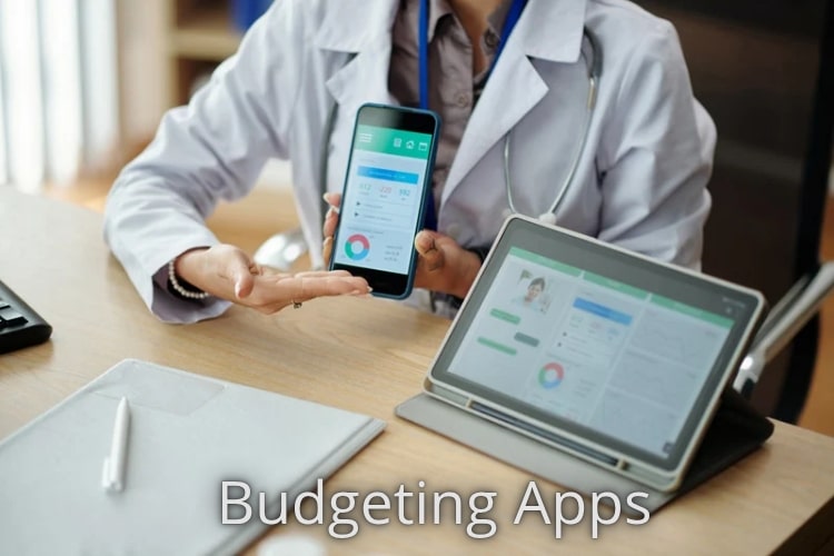 Smartphone displaying budgeting app interface